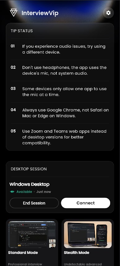 Phone: connect to the desktop session